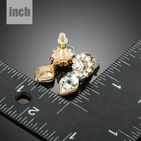 sunflower crystal drop earrings detail view by KHAISTA