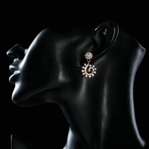 Sunflower Design Crystal Drop Earrings - KHAISTA Fashion Jewellery