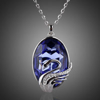 KHAISTA swan crystal link chain necklace on white background