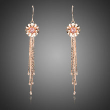 Load image into Gallery viewer, Tassel Rose Gold Stellux Austrian Drop Earrings -KPE0214 - KHAISTA Fashion Jewellery
