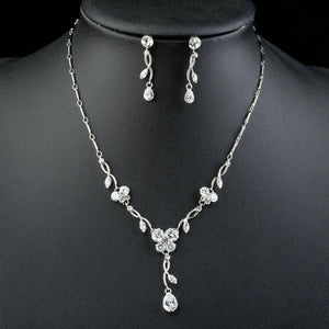 Tear Drop Earrings and Pendant Necklace Jewelry Set - KHAISTA Fashion Jewellery