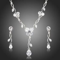Khaista clear AAA crystal teardrop earrings pendant necklace set