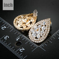 teardrop design crystal stud earrings detail view by KHAISTA
