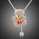 Champagne Crystal Teddy Bear Necklace