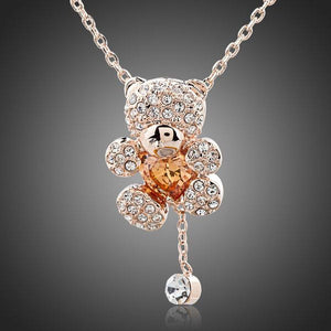 Teddy Bear Champagne Necklace KPN0093 - KHAISTA Fashion Jewellery