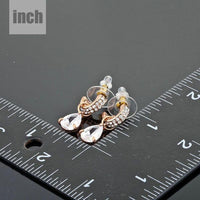 transparent CZ raindrop earrings detail view by KHAISTA