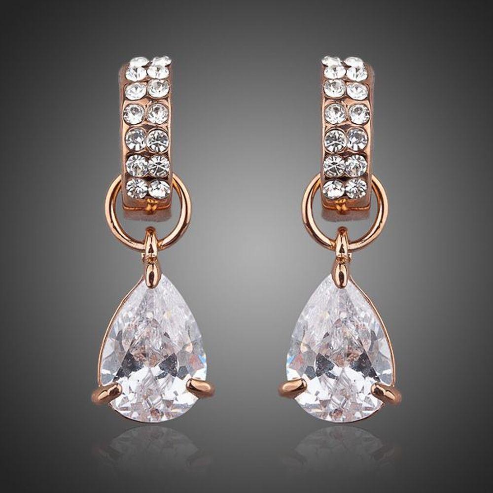 Transparent Cubic Zirconia Raindrop Earrings - KHAISTA Fashion Jewellery