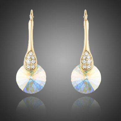 Trendy Gold Plated Round Crystal Drop Earrings - KHAISTA Fashion Jewellery