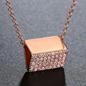 Trendy Purse Shaped Rectangle Cubic Zirconia Pendant Necklace - KHAISTA Fashion Jewellery