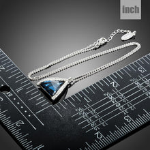 Load image into Gallery viewer, Triangle Cut Blue Austrian Crystals Stone Pendant Necklace - KHAISTA Fashion Jewellery

