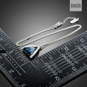 Triangle Cut Blue Austrian Crystals Stone Pendant Necklace - KHAISTA Fashion Jewellery