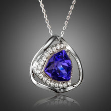 Load image into Gallery viewer, Triangular Royal Blue Crystal Necklace - KHAISTA Fashion Jewellery
