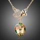 Two Leaf Clover Crystal Pendant Necklace