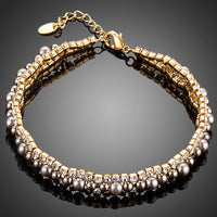 KHAISTA two row micro CZ bead bracelet on white background