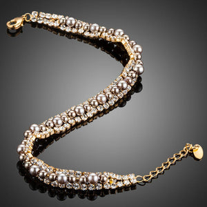 Two Rows Micro CZ Stones With Beads Bracelet - KHAISTA Fashion Jewellery