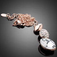 Close up detail of KHAISTA unique crystal pendant necklace