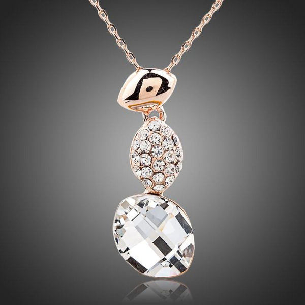 KHAISTA unique crystal pendant necklace on white background