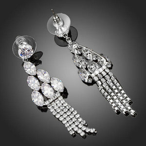 Water Drop Clear Cubic Zirconia Earrings -KPE0099 - KHAISTA Fashion Jewellery
