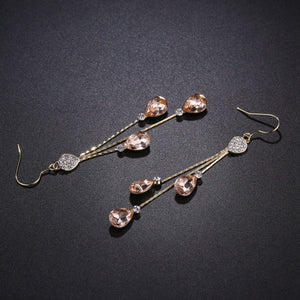 Water Drop Crystal Dangling Earrings -KPE0345 - KHAISTA Fashion Jewellery
