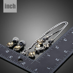 Water Drop Earrings & Chain Pendant Necklace Set - KHAISTA Fashion Jewellery
