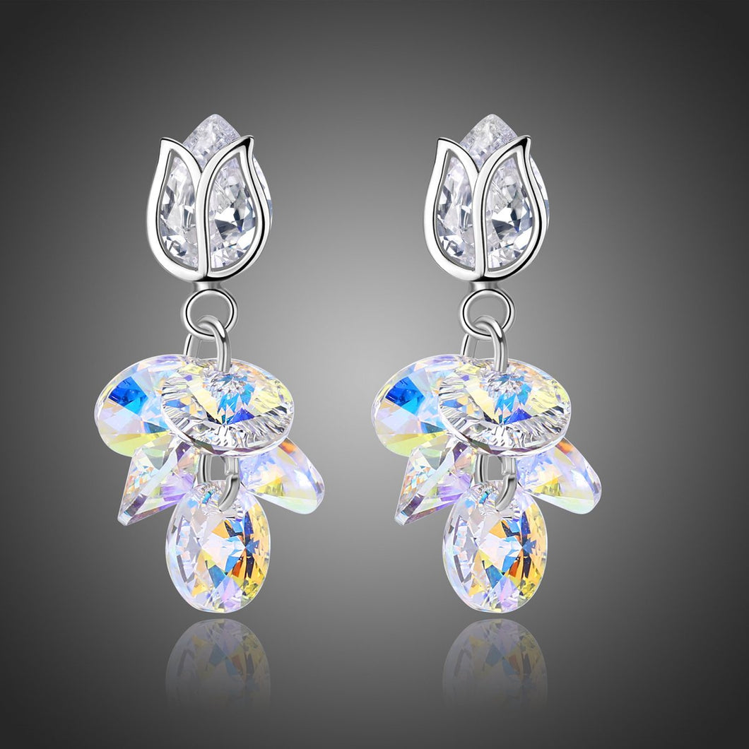 Water Drop Lotus Earrings -KPE0335 - KHAISTA Fashion Jewellery