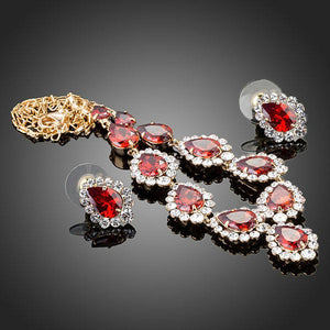 Water Drop Merlot Necklace & Stud Earrings Set - KHAISTA Fashion Jewellery
