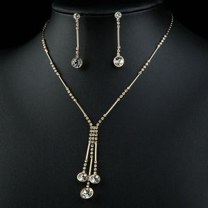 Water Drop Necklace Drop Earrings Party Jewelry Set - KHAISTA Fashion Jewellery