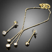 Side angle view of Khaista clear Austrian waterdrop set