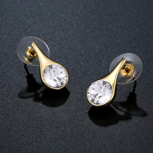 Water Drop Stud Earrings -KPE0357 - KHAISTA Fashion Jewellery