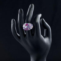 Side angle view highlighting the comfortable band silhouette of the luxury crystal wedding ring