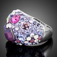 Detailed macro close up view of the brilliant stone settings on this premium crystal wedding ring