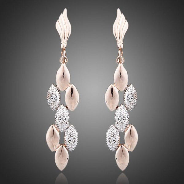 KHAISTA wheat design crystal drop earrings on white background