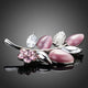 White and Pink Crystal Leaf Brooch Pin