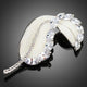 White Crystal Banana Leaf Brooch Pin