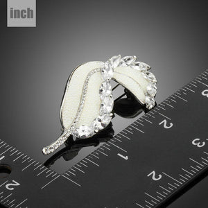 White Banana Leaves Pin Brooch - KHAISTA Fashion Jewellery