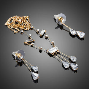 White Crystal Water Drop Jewelry Set - KHAISTA Fashion Jewellery