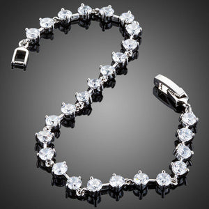 White Cubic Zirconia Cuff Bracelet - KHAISTA Fashion Jewellery