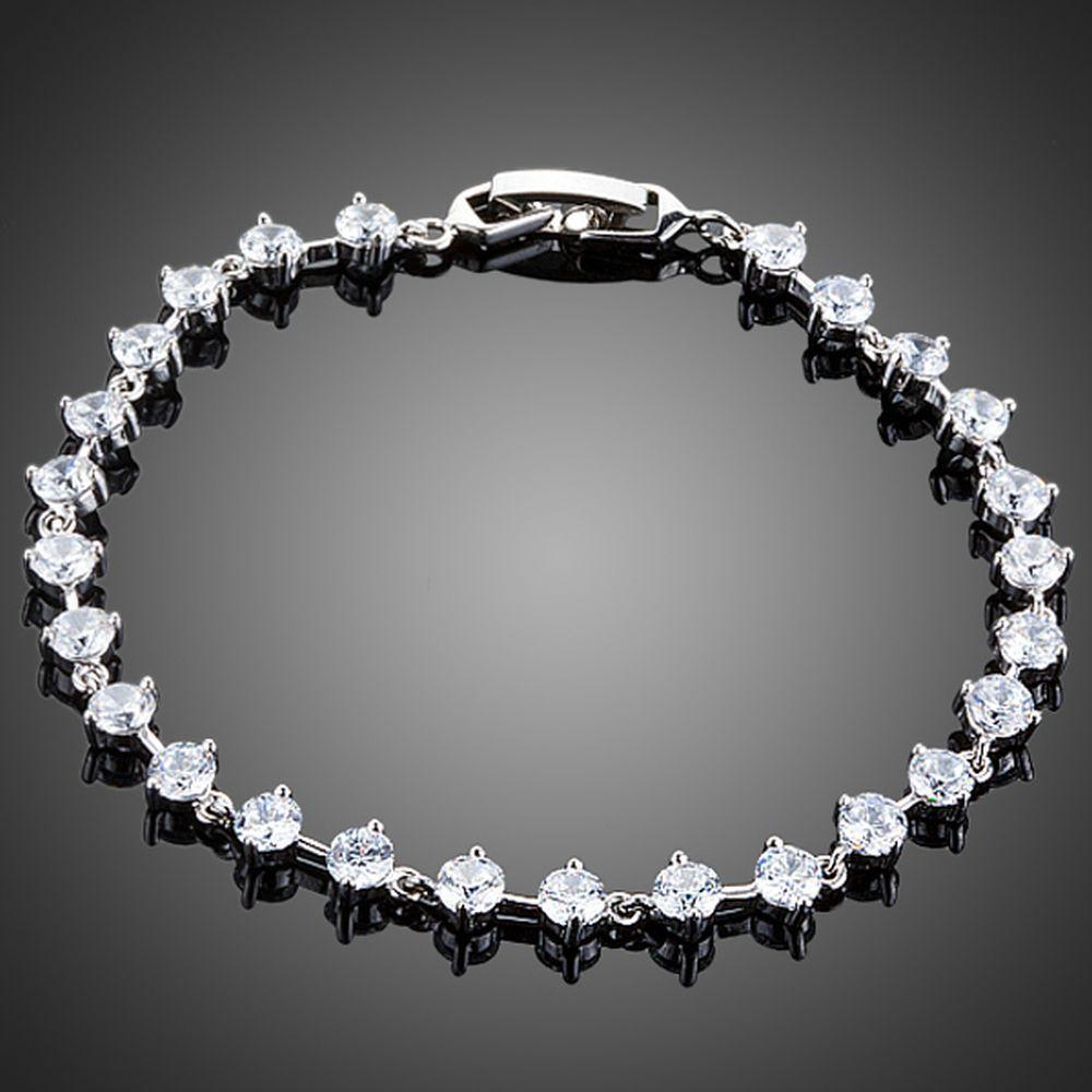 White Cubic Zirconia Cuff Bracelet - KHAISTA Fashion Jewellery