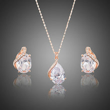 Load image into Gallery viewer, White Cubic Zirconia Stud Earrings + Pendant Necklace Set - KHAISTA Fashion Jewellery
