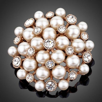 White Flowery Pearl Designer Pin Brooch - KHAISTA Fashion Jewellery