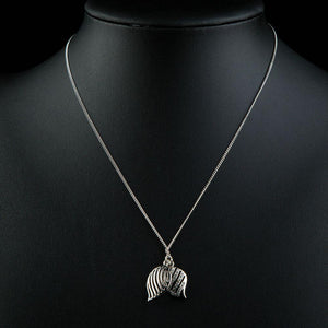 White Gold Angel Wings Stellux Austrian Crystals Pendant Necklace - KHAISTA Fashion Jewellery
