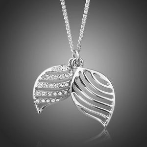 White Gold Angel Wings Stellux Austrian Crystals Pendant Necklace - KHAISTA Fashion Jewellery