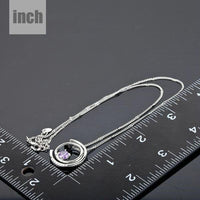 Pendant detail on KHAISTA white gold crystal chain necklace