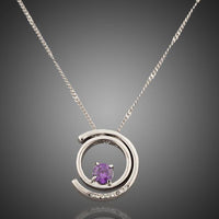 KHAISTA white gold crystal chain necklace on white background