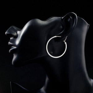 White Gold Classic Hoop Earrings -KPE0023 - KHAISTA Fashion Jewellery