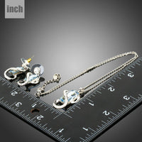 Blue crystal necklace detail view by Khaista