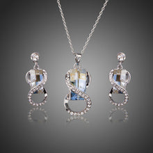 Load image into Gallery viewer, White Gold Color Big Blue Crystal with Necklaces &amp; Earring Jewelry Set - KHAISTA Fashion Jewellery
