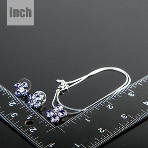 White Gold Color Purple Stellux Austrian Crystal Flower Stud Earrings Necklace Jewelry Set - KHAISTA Fashion Jewellery