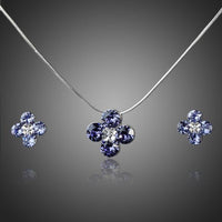 KHAISTA purple Stellux floral stud earrings necklace set