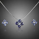 Purple Stellux Floral Stud Earrings and Necklace Set in White Gold